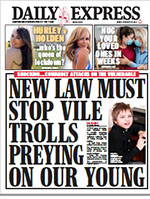 Front page of Daily Express featuring Zach's Law campaign